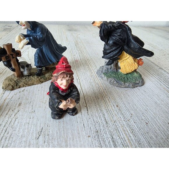 witch Halloween village Moon cat people accessory decor broom set lot - Picture 5 of 7